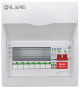 Liveelec Consumer Unit 10 Mod & SPD 20/40kA SPD & DP DPN Busbar (For RNC RCBO's) 7 Useable Ways