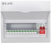 Liveelec Consumer Unit 14 Mod & SPD 20/40kA SPD & DP DPN Busbar (For RNC RCBO's) 11 Useable Ways