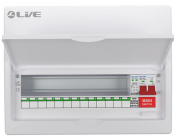 Liveelec Consumer Unit 16 Mod & SPD 20/40kA SPD & DP DPN Busbar (For RNC RCBO's) 13 Useable Ways