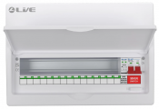 Liveelec Consumer Unit 18 Mod & SPD 20/40kA SPD & DP DPN Busbar (For RNC RCBO's) 15 Useable Ways