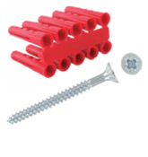 No8 Twinthread Wood Screws & Red Plugs Bundle (1,000 mixed screws & 1,000 Wall Plugs)