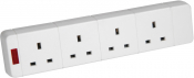 AVSL 4 Gang 13A Trailing socket c/w Neon White