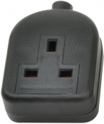 AVSL 1 Gang 13A Rubber Trailing socket Black