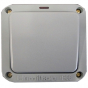 Hamilton - Elemento Grey IP66 1 gang 20AX 2 Way Switch + Neon Grey/Grey