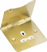 K/Bridge 13A 1G Unswitched Floor Socket - Brushed Brass with White Insert