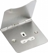 K/Bridge 13A 1G Unswitched Floor Socket - Brushed Chrome with White Insert
