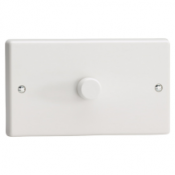 VARILIGHT 1-Gang 2-Way V-Com Push On/Off Rotary LED Dimmer 1 x 40-600W (Twin Plate)