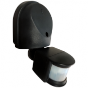 Eterna External IP44 180° PIR detector Black