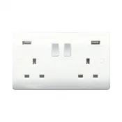 Thrion 2G 13A Switched Socket 2 USB A 3.1A White