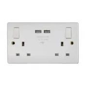 Thrion 2G 13A Switched Socket 2 USB A 4.8A (Outboard Rockers) White