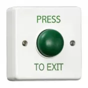 CQR Surface Mounted Plastic Green Dome Button - Legend inchPress To Exitinch