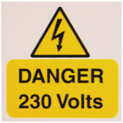 Ind Signs IS1705RP Danger 230V Label Pk5