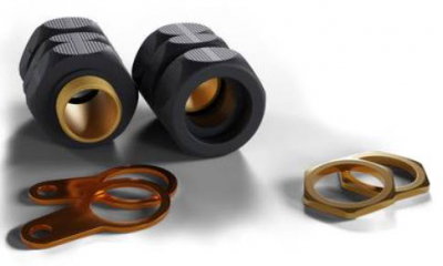 Wiska ShieldGLAND M32 Pack IP68 c/w Brass Locknut & Earth Tag, Clamping range 24-36mm (2 per pack)