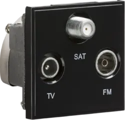 K/Bridge Triplexed TV /FM DAB/ SAT TV Outlet Euro Module 50 x 50mm - Black