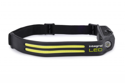 Integral rechargeable cob strip head torch 330+90lm 3 modes: high / medium / flash hand wave sensor