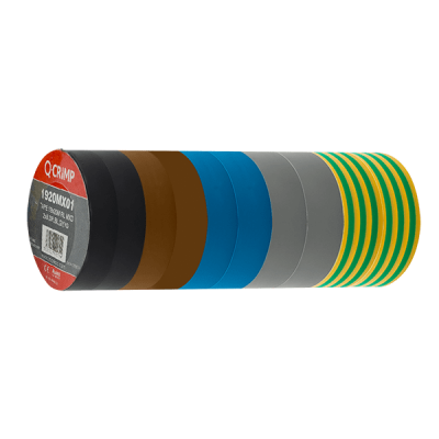 Unicrimp 10 Pack Mixed Phase Colours PVC Tape 19x20mm (2xB,BR,BL,GR,GY)