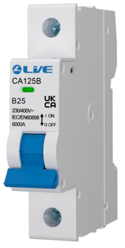 Liveelec 25A 6kA MCB SP B Curve