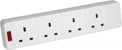 AVSL 4 Gang 13A Trailing socket c/w Neon White
