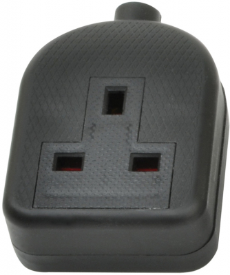 AVSL 1 Gang 13A Rubber Trailing socket Black