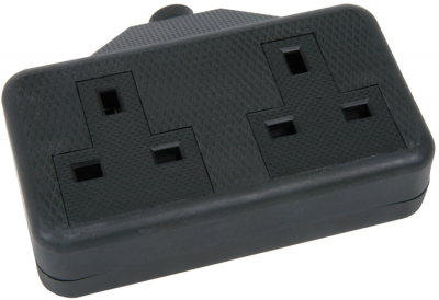 AVSL 2 Gang 13A Rubber Trailing socket Black