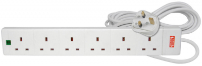 AVSL 6 Gang 13A Extension Lead with Surge Protection (2m)