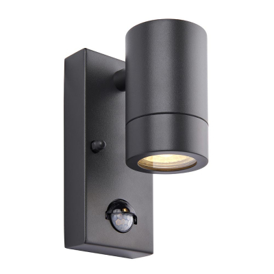 Saxby Palin PIR 1lt Wall IP44 - Anthracite Grey