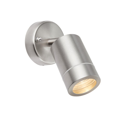 Saxby Palin 1lt Wall Spot IP44 - Stainless Steel