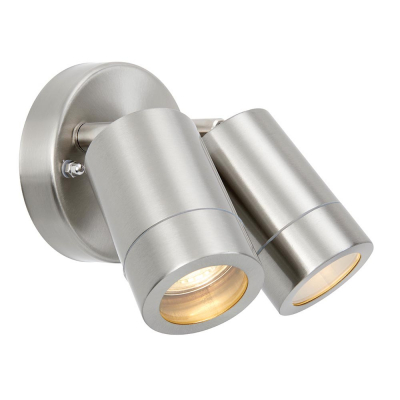 Saxby Palin 2lt Wall Spot IP44 - Stainless Steel