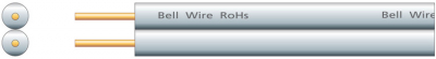 Bell Wire 0.5mm "Fig8" White with Black Stripe (100m)