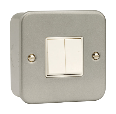 Click Essentials 10AX 2 Gang 2 Way Plate Switch Metal Clad