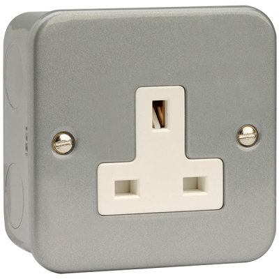 Click Essentials 13A 1 Gang Unswitched Socket Outlet  Metal Clad