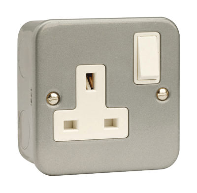 Click Essentials 13A 1 Gang DP Switched Socket Outlet Metal Clad