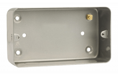 Click Essentials 2 Gang 50mm Deep Mounting Box Metal Clad (No Knockouts)
