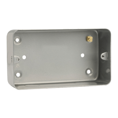 Click Essentials 2 Gang 50mm Deep Mounting Box Metal Clad