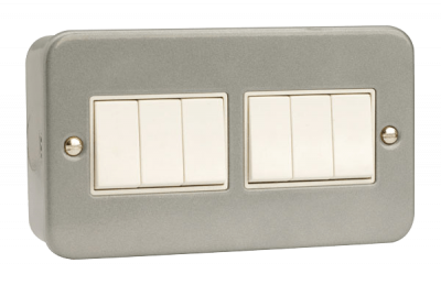 Click Essentials 10AX 6 Gang 2 Way Plate Switch Metal Clad