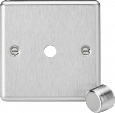 K/Bridge 1G Dimmer Plate with Matching Metal Dimmer Cap - Brushed Chrome