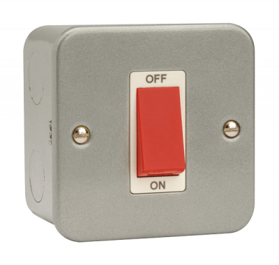 Click Essentials 45A 1 Gang DP Plate Switch Metal Clad