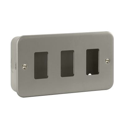 Click GridPro 3 Gang GridPro Frontplate & Back Box Metal Clad