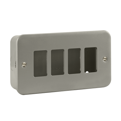 Click GridPro 4 Gang GridPro Frontplate & Back Box Metal Clad
