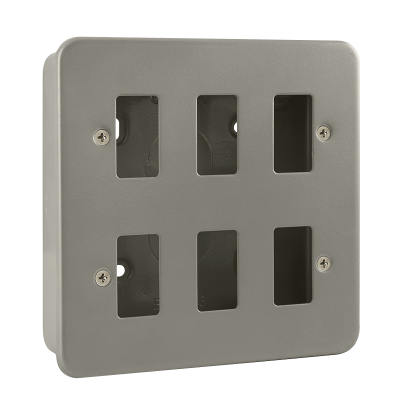 Click GridPro 6 Gang GridPro Frontplate & Back Box Metal Clad