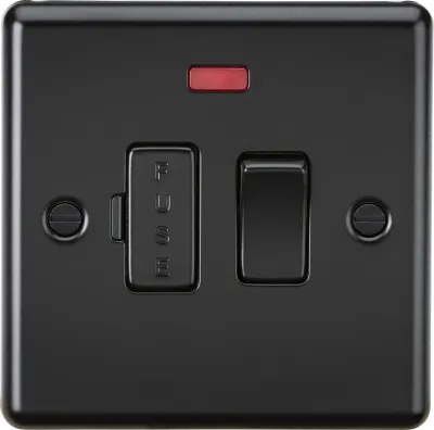 K/Bridge 13A Switched Fused Spur Unit with Neon - Matt Black
