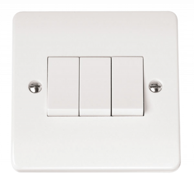 Click Mode 10AX 3 Gang 2 Way Plate Switch