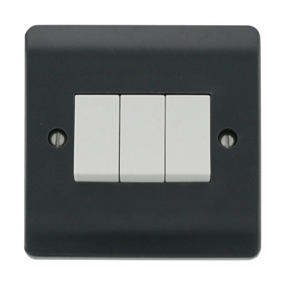 Click Mode 10AX 3 Gang 2W Plate Switch Part M