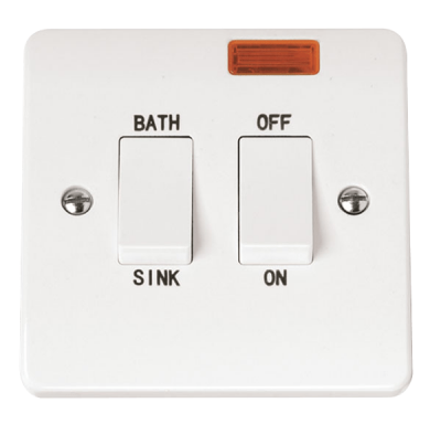 Click Mode 20A DP Sink/Bath Plate Switch With Neon