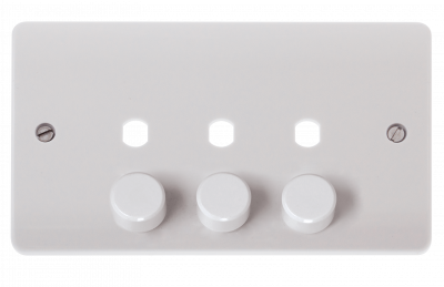 Click Mode 2 Gang Unfurnished Dimmer Plate & Knobs (1200W Max) - 3 Apertures