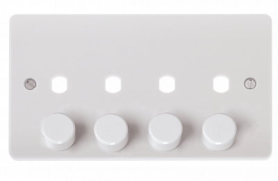 Click Mode 2 Gang Unfurnished Dimmer Plate & Knobs (1600W Max) - 4 Apertures