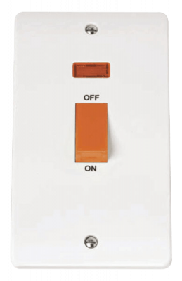 Click Mode 45A 2 Gang (Vertical) DP Plate Switch With Neon