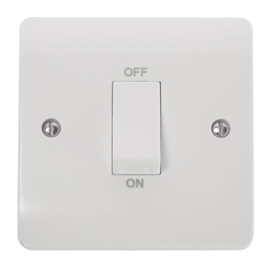 Click Mode 45A 1 Gang DP Plate Switch With White Rocker