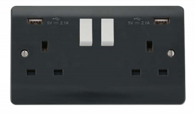 Click Mode 13A 2 Gang Switched Socket + Twin USBs Part M