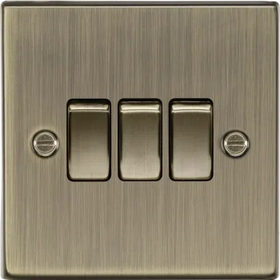 K/Bridge 10AX 3G 2-way Plate Switch - Square Edge Antique Brass